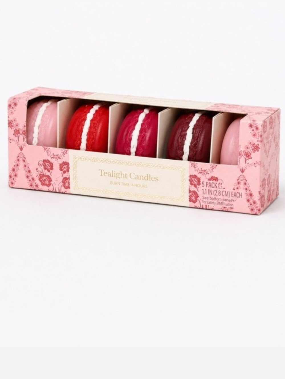 Threshold Macaron Tealight Candle Set Of 5 Unscented Pink Red Burgundy Wax Set